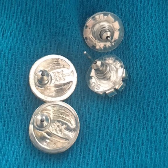 Two Pairs of Silver-Tone and Clear-Stone Earrings - Picture 6 of 6